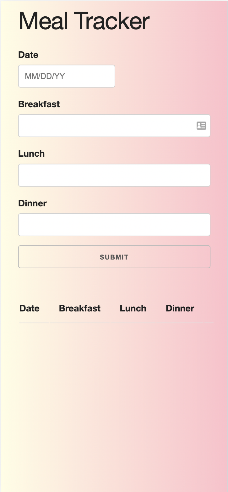 Food Log Project